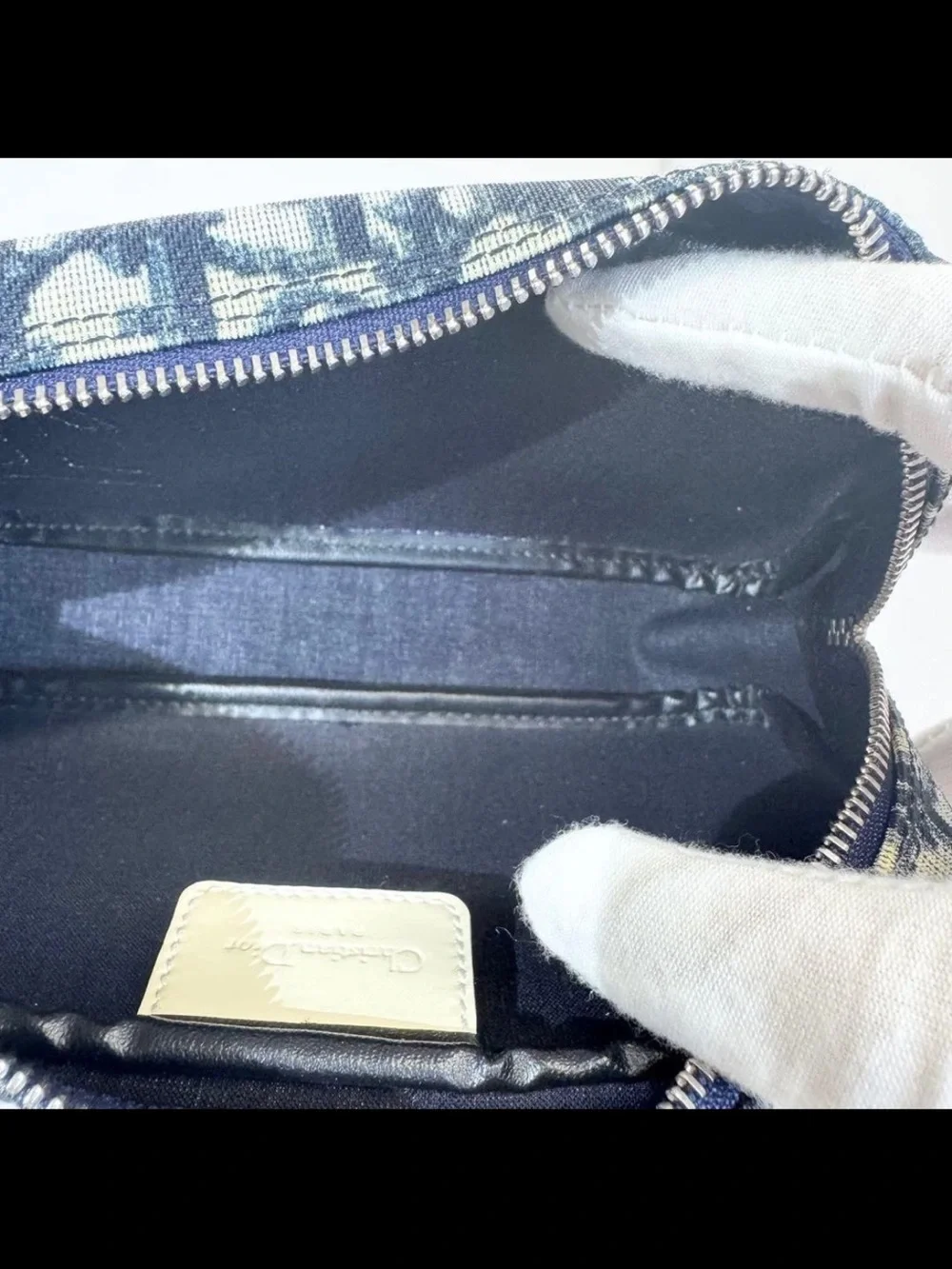 Dior Navy and White Logo Cosmetic Pouch